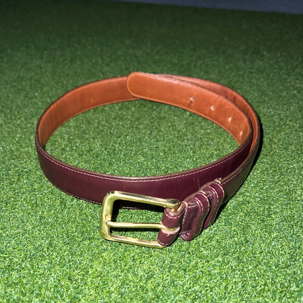 Coach vintage glove tanned cowhide leather belt in burgundy & brass hardware
